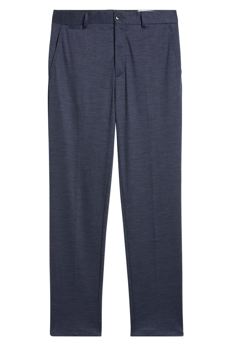 Flat Front Knit Wool Blend Chinos, Alternate, color, NAVY
