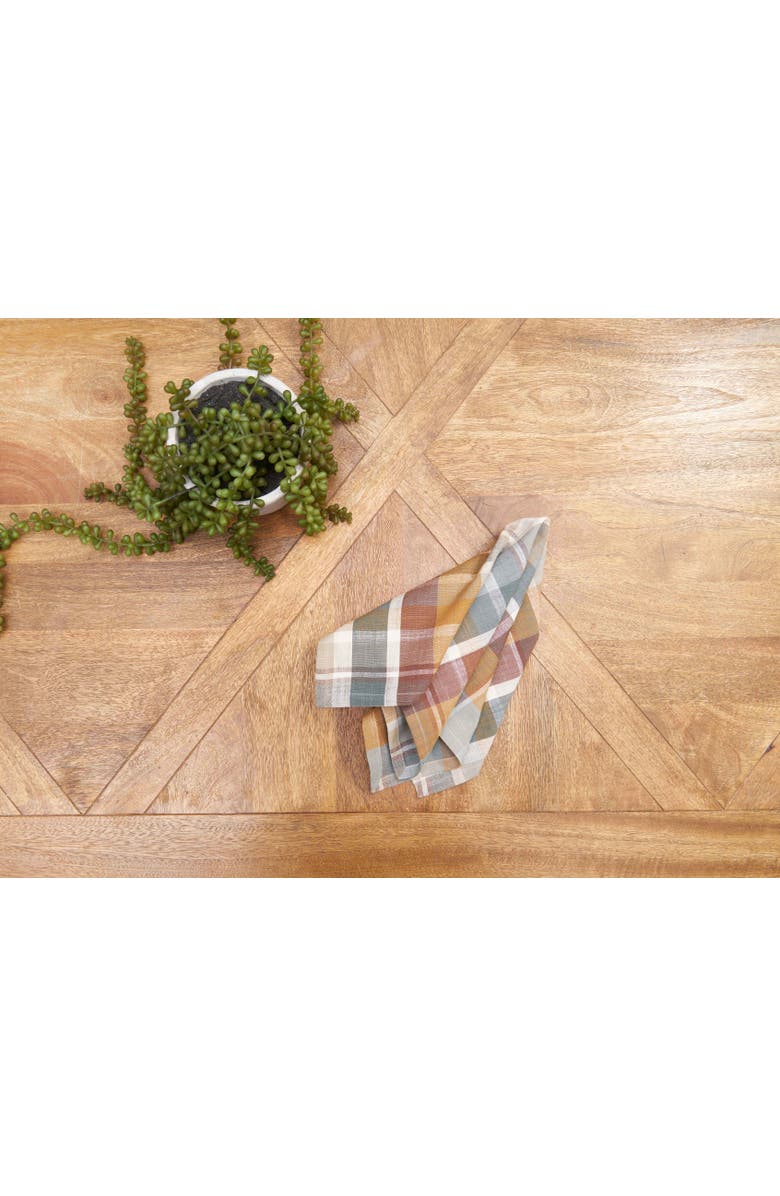 C&F Home Aspen Plaid Handwoven 100% Cotton Set of 6 Cloth Napkins, Alternate, color, Brown