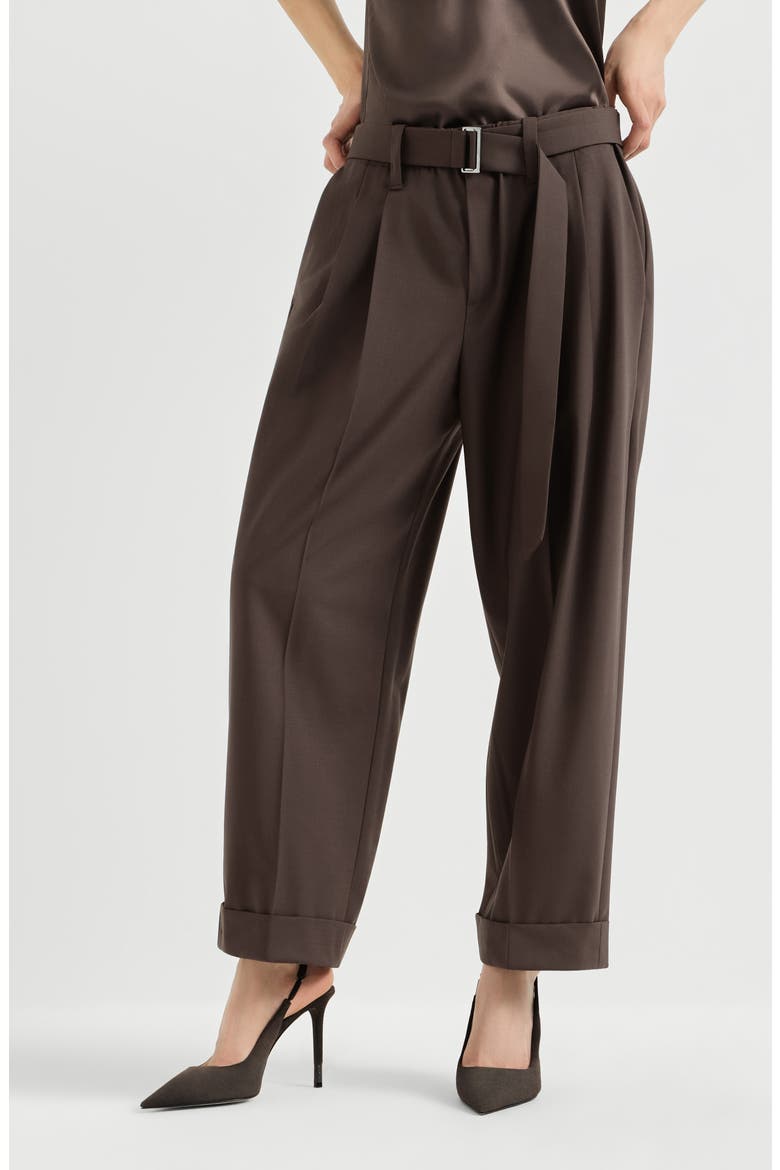 Tropical luxury wool baggy sartorial trousers, Main, color, Coffee