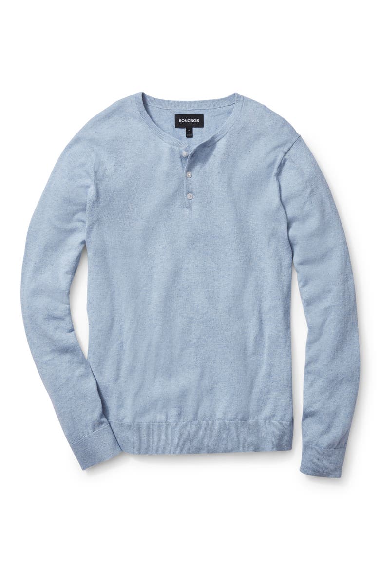 Cotton Blend Long Sleeve Henley Sweater, Alternate, color, EDGEWATER