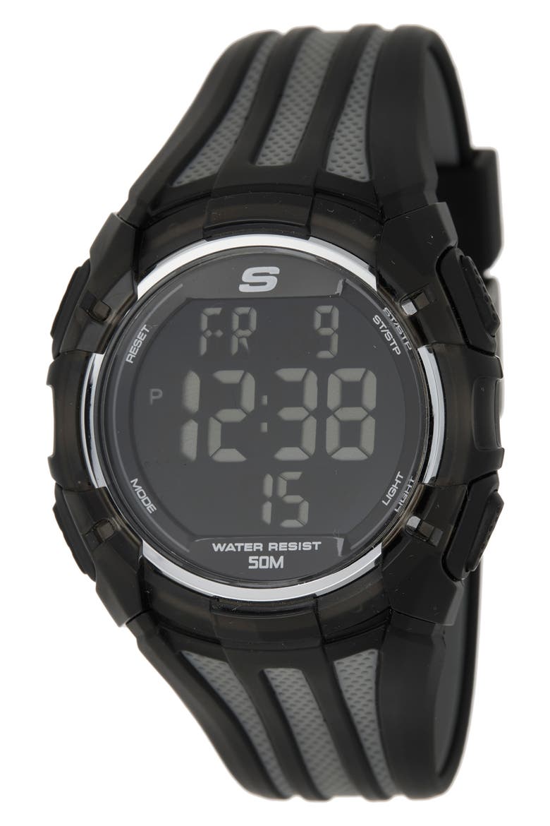 El Porto Sport Digital Watch, 46mm, Main, color, BLACK