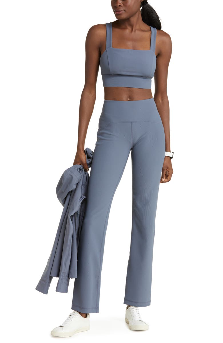 Zella Luxe Longline Rib Sports Bra, Alternate, color,