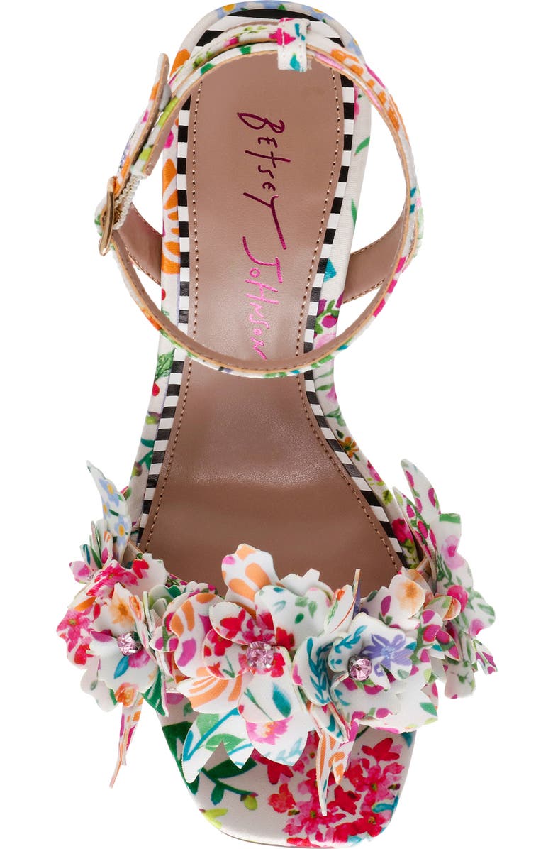 Betsey Johnson Hilley Ankle Strap Sandal, Alternate, color, Natural Floral Multi