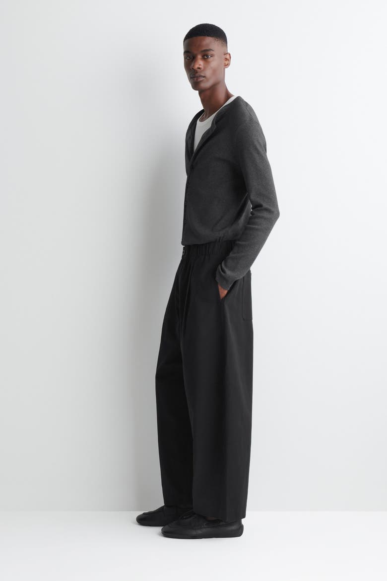 Pleated Relaxed-fit Barrel-leg Pants, Alternate, color, BLACK