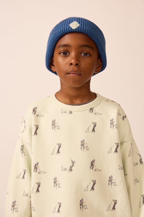 The Sunday Collective Organic Waffle Knit Beanie In Blue