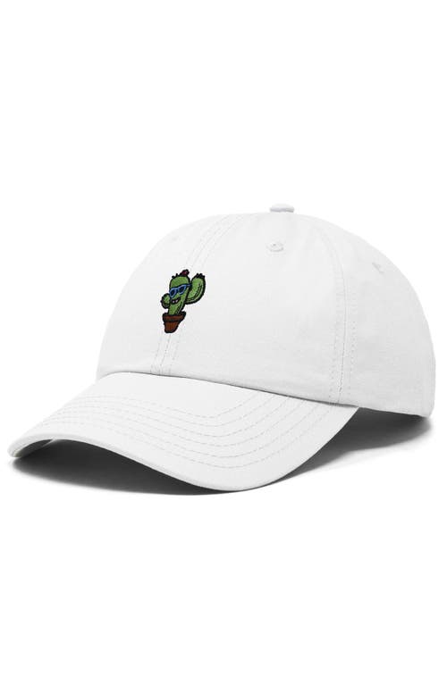 Dalix Cactus Embroidered Casual Cap In White