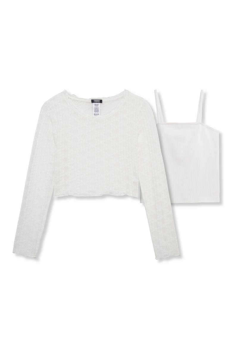 Kids' Long Sleeve Mesh Top & Tank Set, Main, color, OFF-WHITE