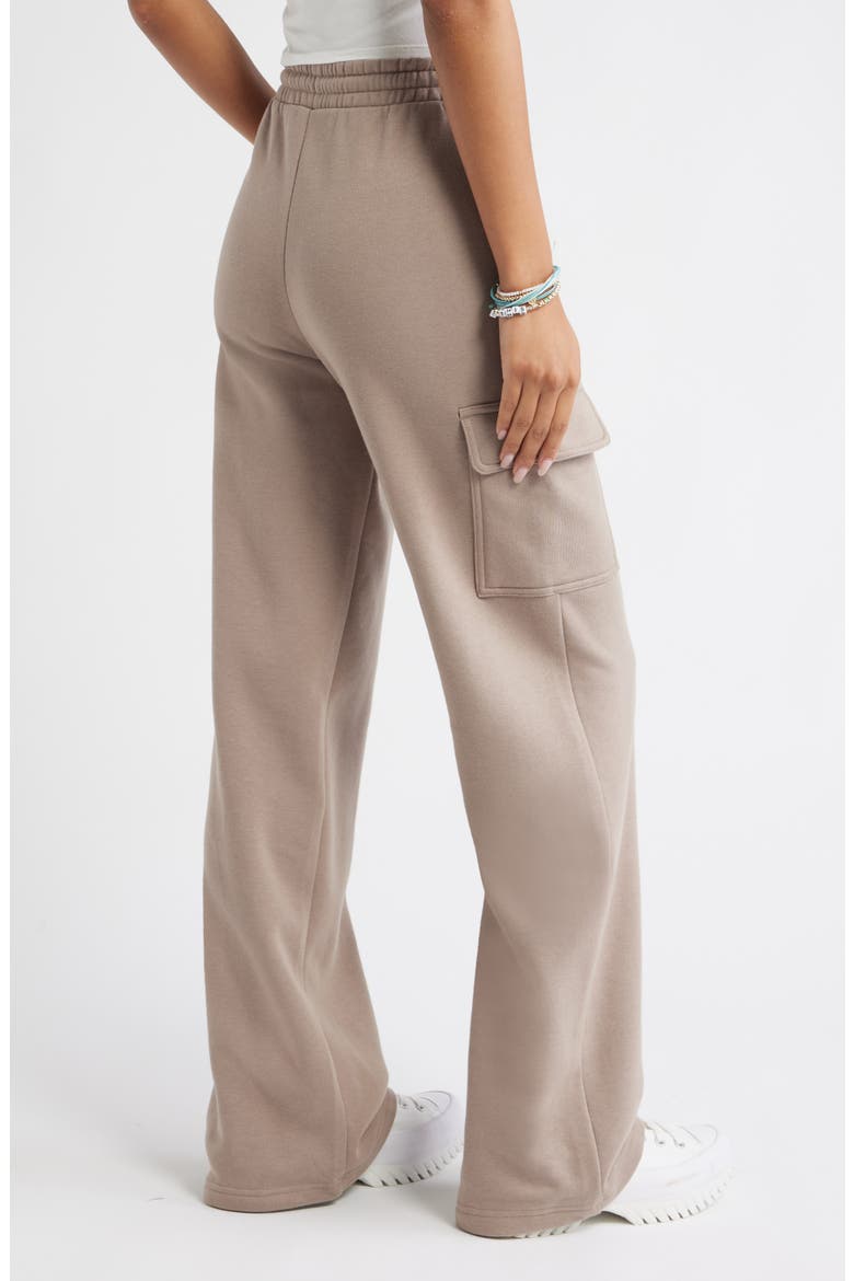 Baggy Wide Leg Cargo Sweatpants, Alternate, color, GREY FUNGI