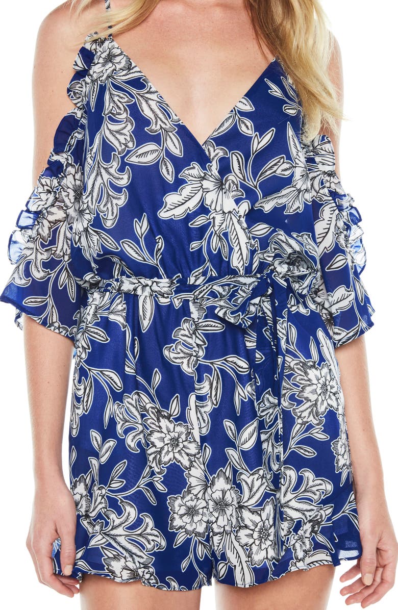 Bardot Sicily Cold Shoulder Romper, Alternate, color,
