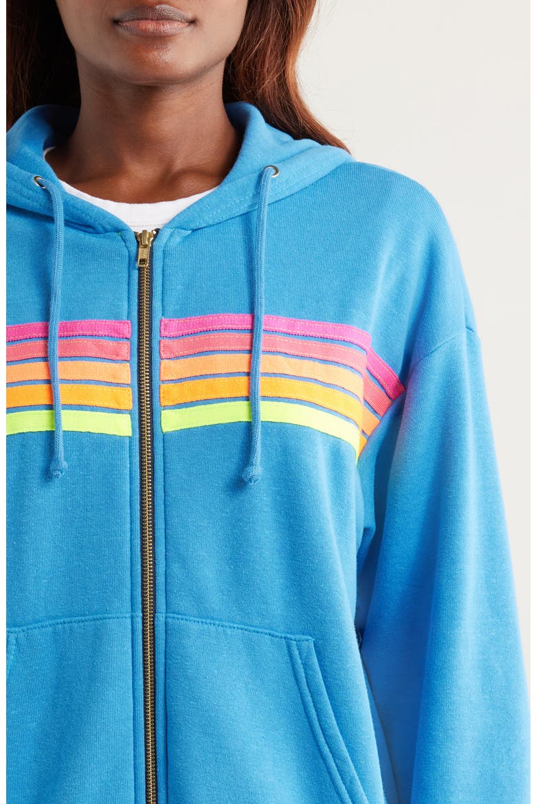 5-Stripe Zip Hoodie, Alternate, color, COBALT/ NEON