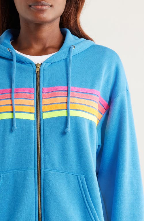 Aviator Nation Unisex Five Stripe Zip Hoodie In Cobalt