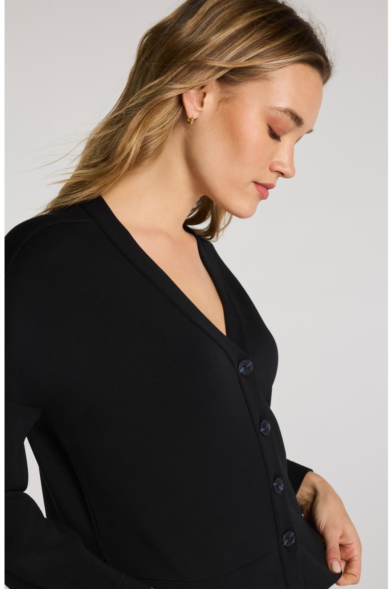 AirEssentials Button Front Cardigan, Alternate, color, VERY BLACK