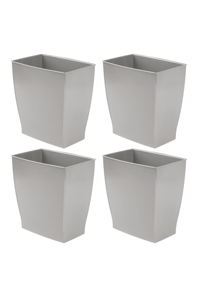 Small Rectangular Bathroom Trash Cans - Set of 4 - Gray, Main, color, Gray