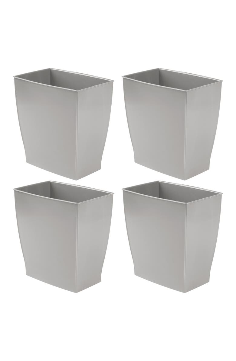 iDesign Small Rectangular Bathroom Trash Cans - Set of 4 - Gray, Main, color, Gray