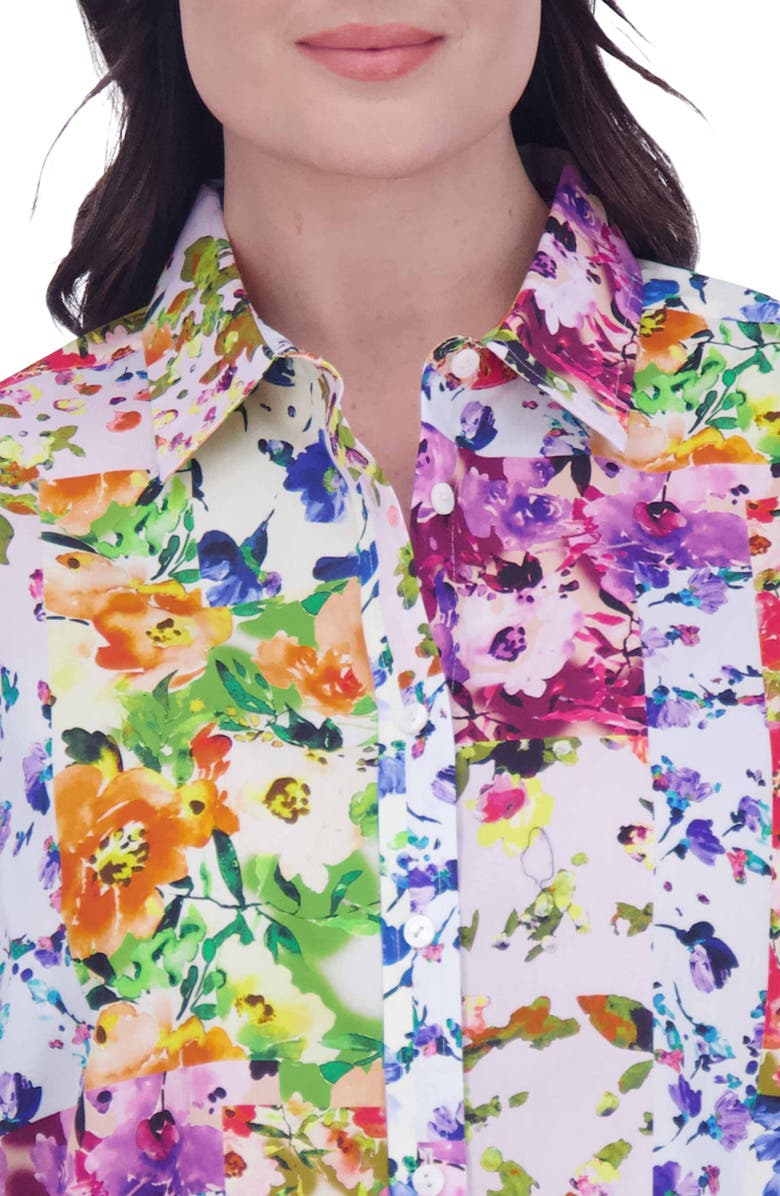 Foxcroft Meghan Floral Patchwork Button-Up Shirt, Alternate, color, 
