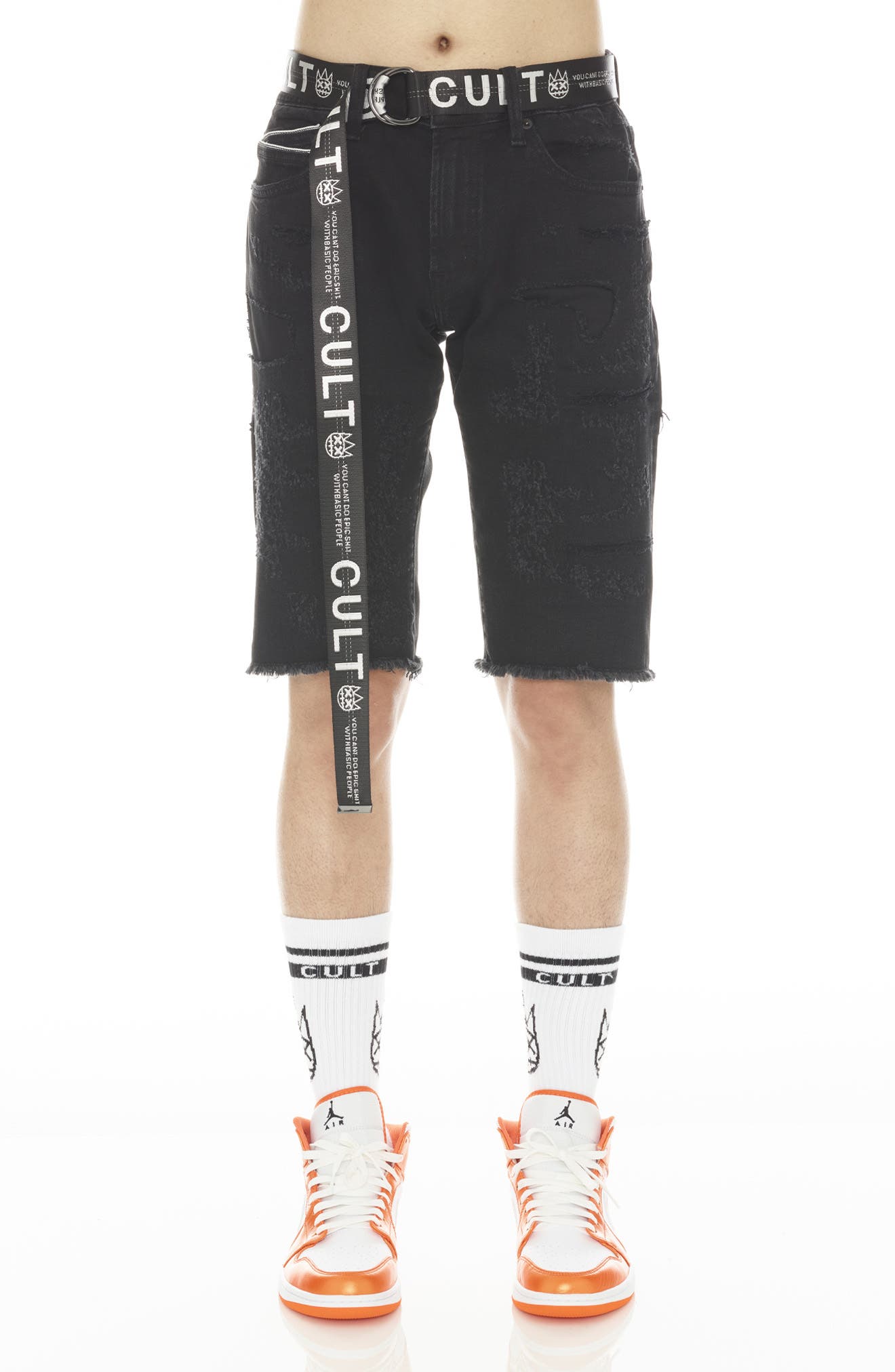 Cult of Individuality Rocker Belted Denim Shorts