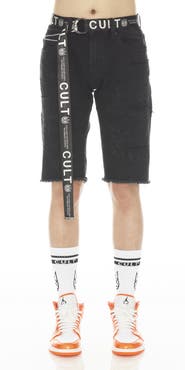 Cult of Individuality Rocker Belted Denim Shorts