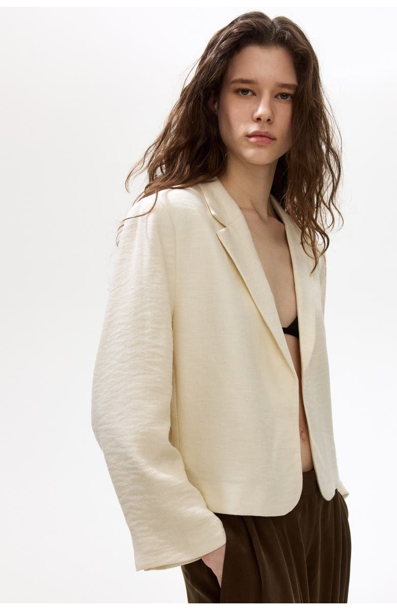 H&M Short Blazer, Alternate, color, Cream