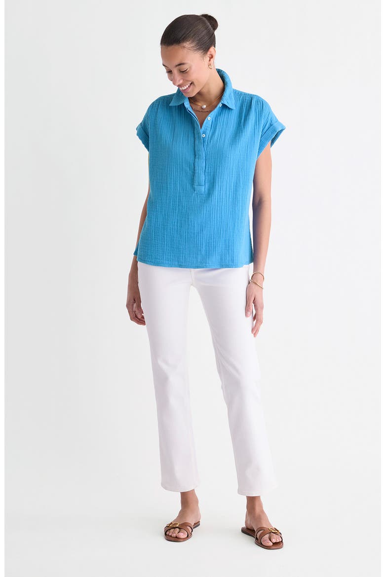Cotton Short Sleeve Shirt, Alternate, color, BREAKER BLUE