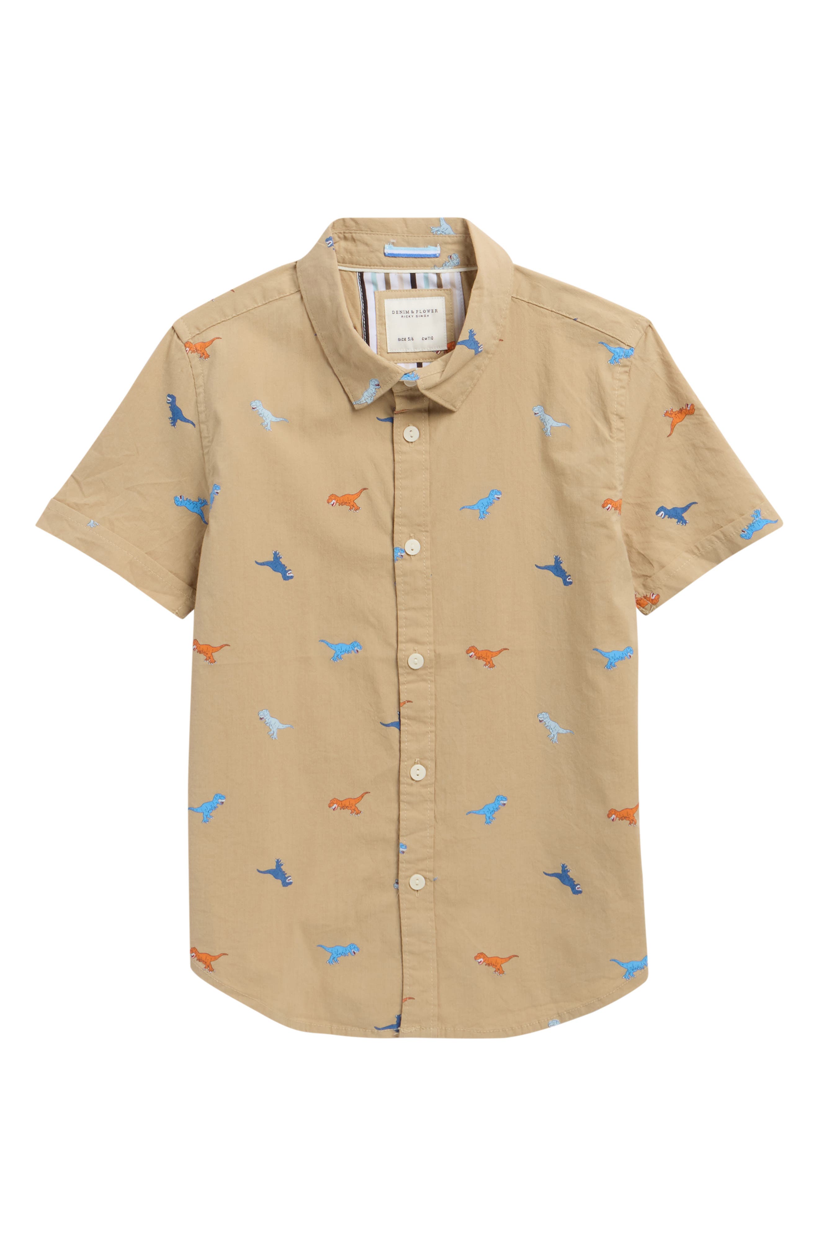 DENIM AND FLOWER Kids' Multicolor Dinos Button-Up Shirt