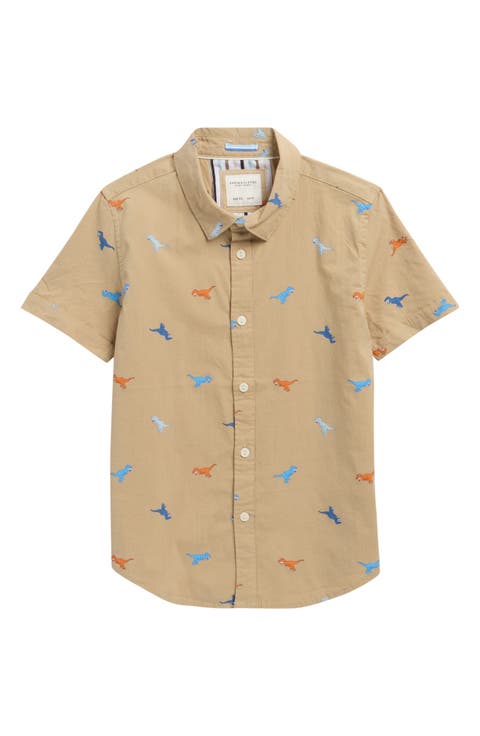 Kids' Multicolor Dinos Button-Up Shirt (Little Kid)