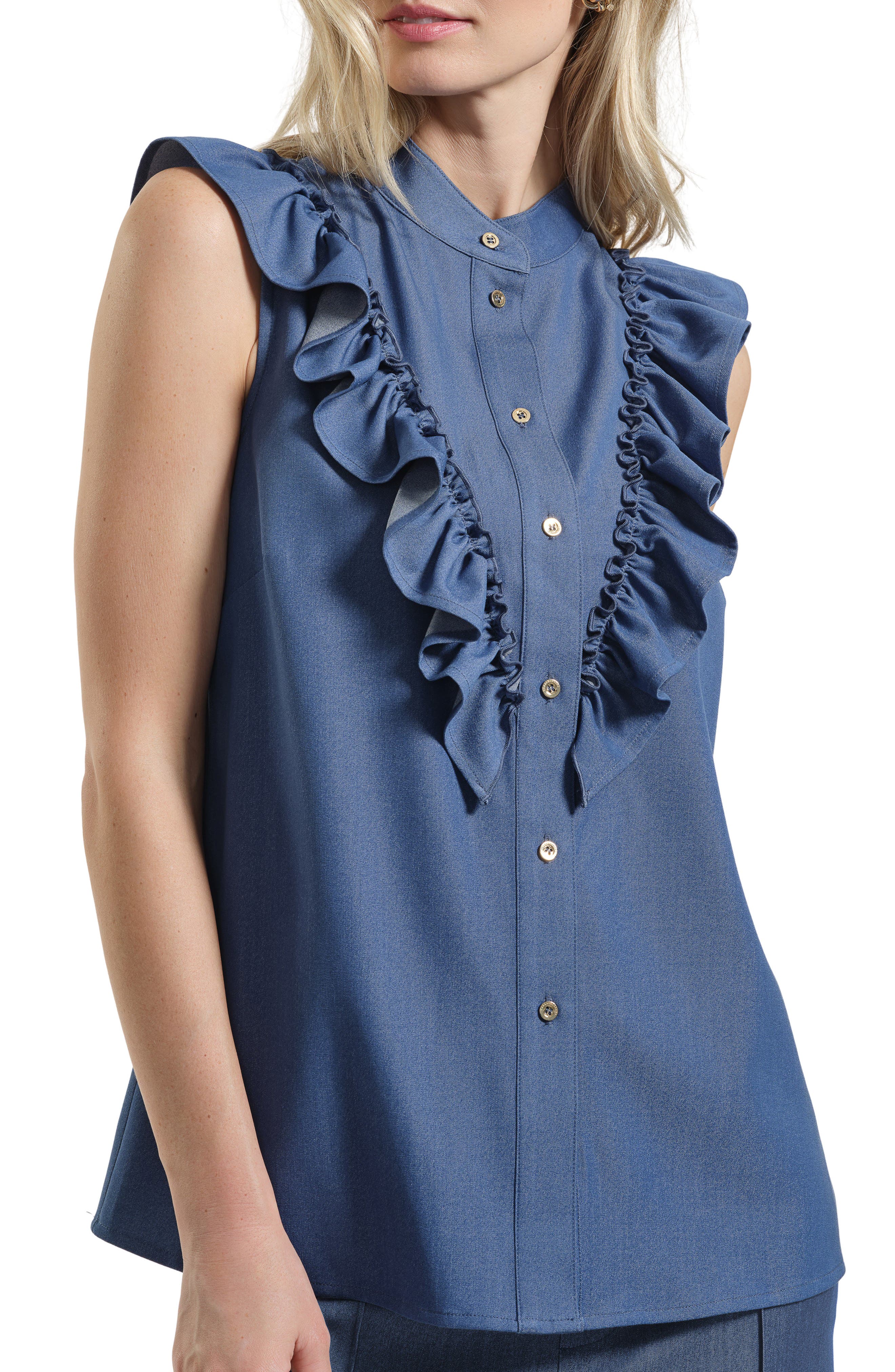 Ruffle Button-Up Shirt