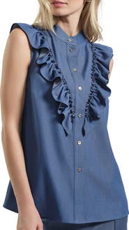 Isaac Mizrahi New York Ruffle Button-Up Shirt