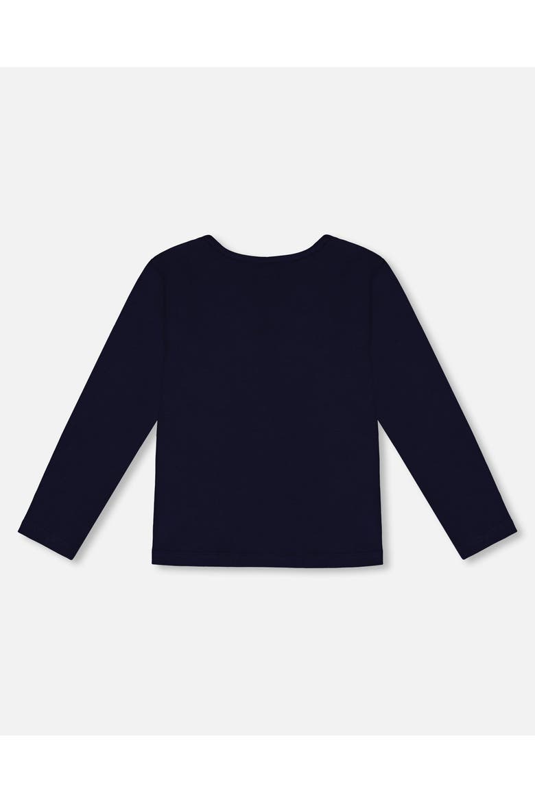 Girl's Organic Cotton T-Shirt With Print Navy, Alternate, color, Peacoat