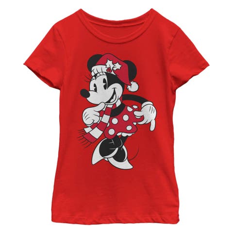 Girl's Mickey & Friends Winter Hat Minnie  Graphic T-Shirt
