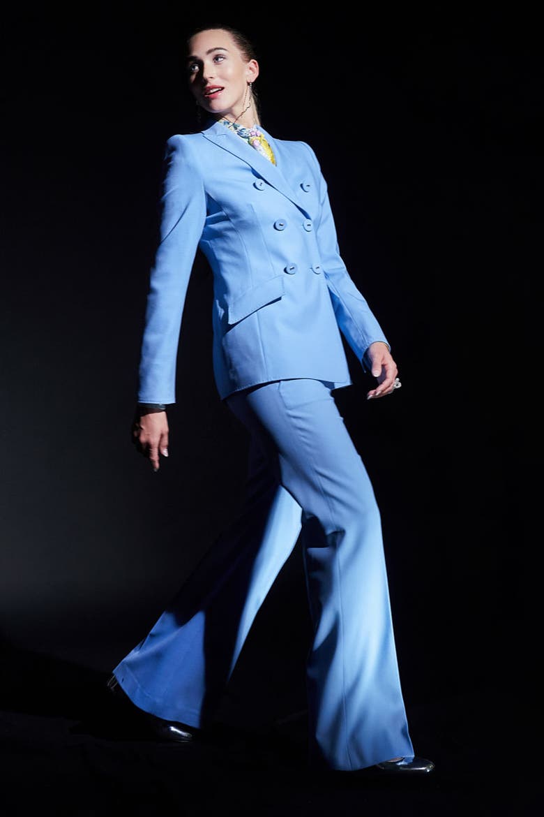 Bootleg Wool Pants, Alternate, color, Blue