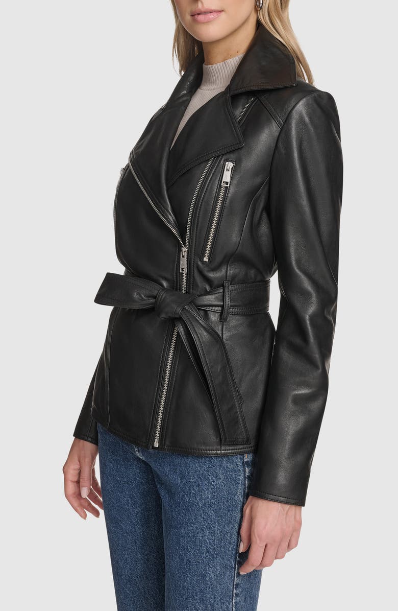 Andrew Marc Violet Leather Trench Jacket, Alternate, color, Black