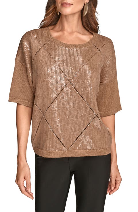 Short Sleeve Sequin Sweater