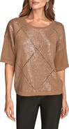 Donna Karan New York Short Sleeve Sequin Sweater