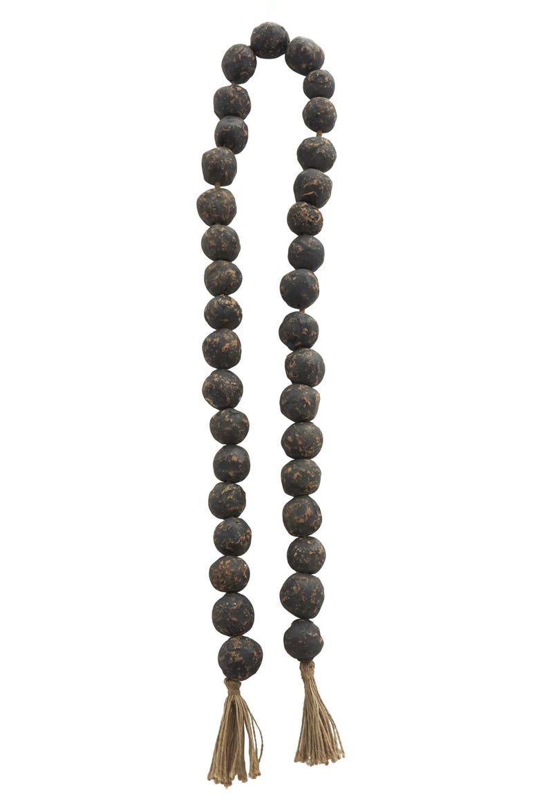 Bohemian Ceramic Beaded Tassel Garland, Alternate, color, BLACK