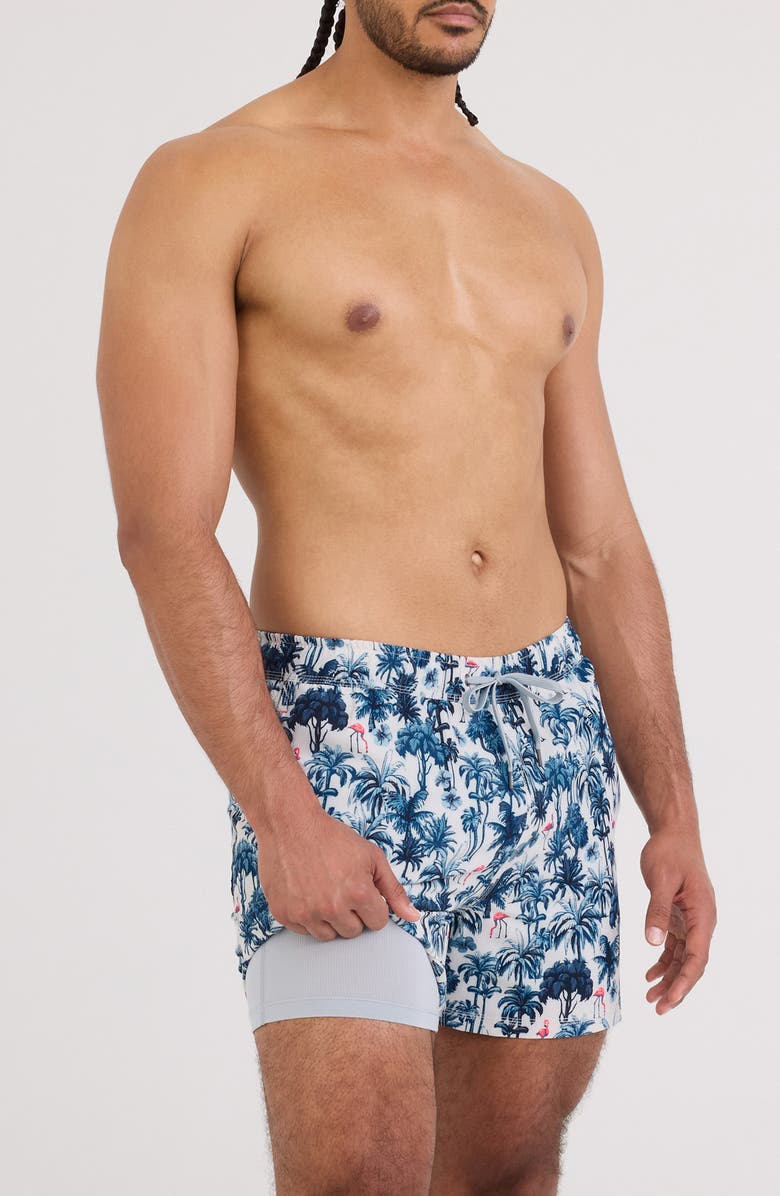 SAXX Oh Buoy 2N1 5-Inch Volley Swim Trunks, Alternate, color, Palm Mix White Sand