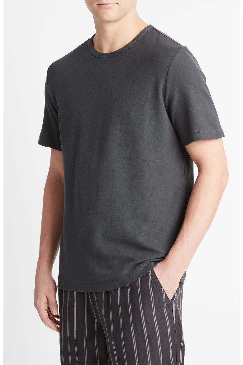 Pima Cotton Piqué T-Shirt, Alternate, color, SOFT BLACK