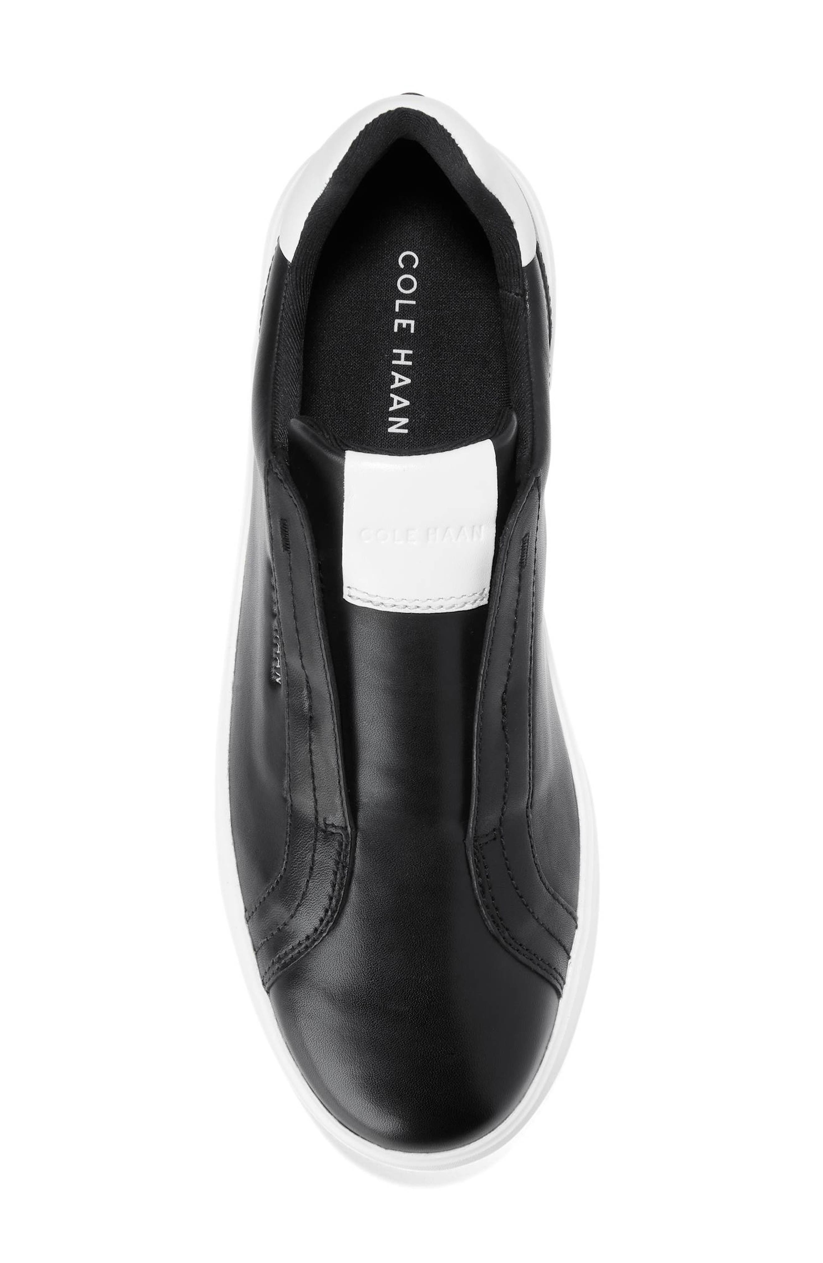 Cole Haan Grand Crosscourt Luxe Slip-On Sneaker, Alternate, color, Black/ White Leather