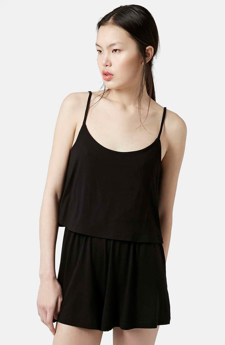 Topshop Overlay Jersey Romper, Main, color, 