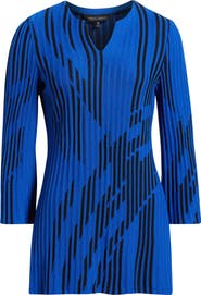 Ming Wang Dual Tone Rib Knit Tunic Top