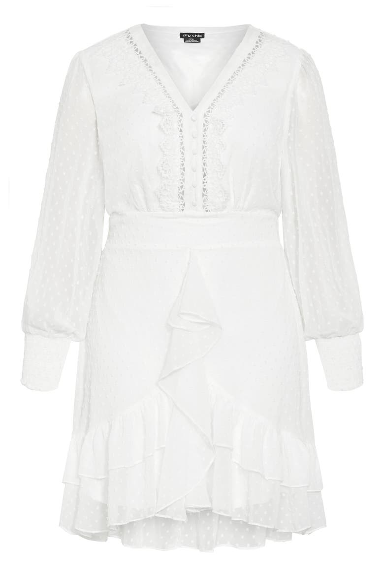 Ariyah Ruffle Clip Dot Dress, Alternate, color, CREAM