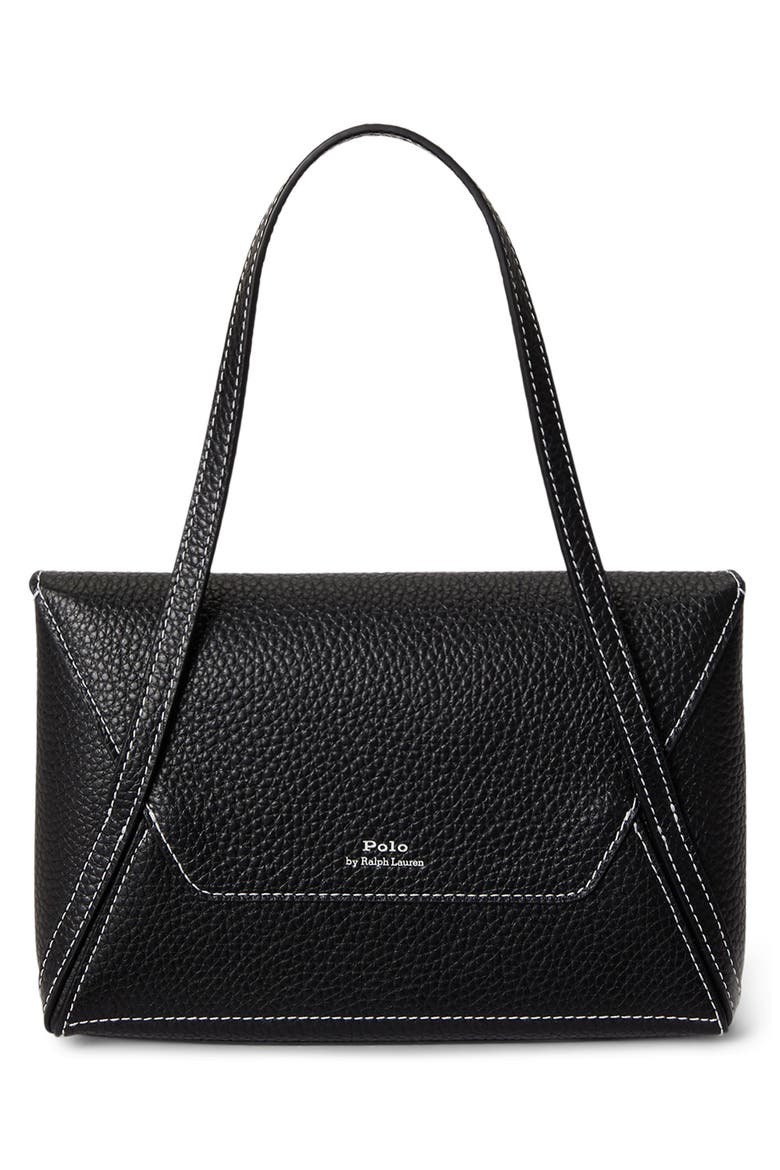 Polo Play Pebble Leather Envelope Shoulder Bag, Alternate, color, BLACK