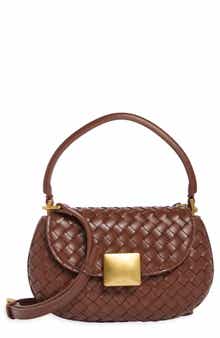 Zuri Hand Woven Round Top Faux Leather Handbag