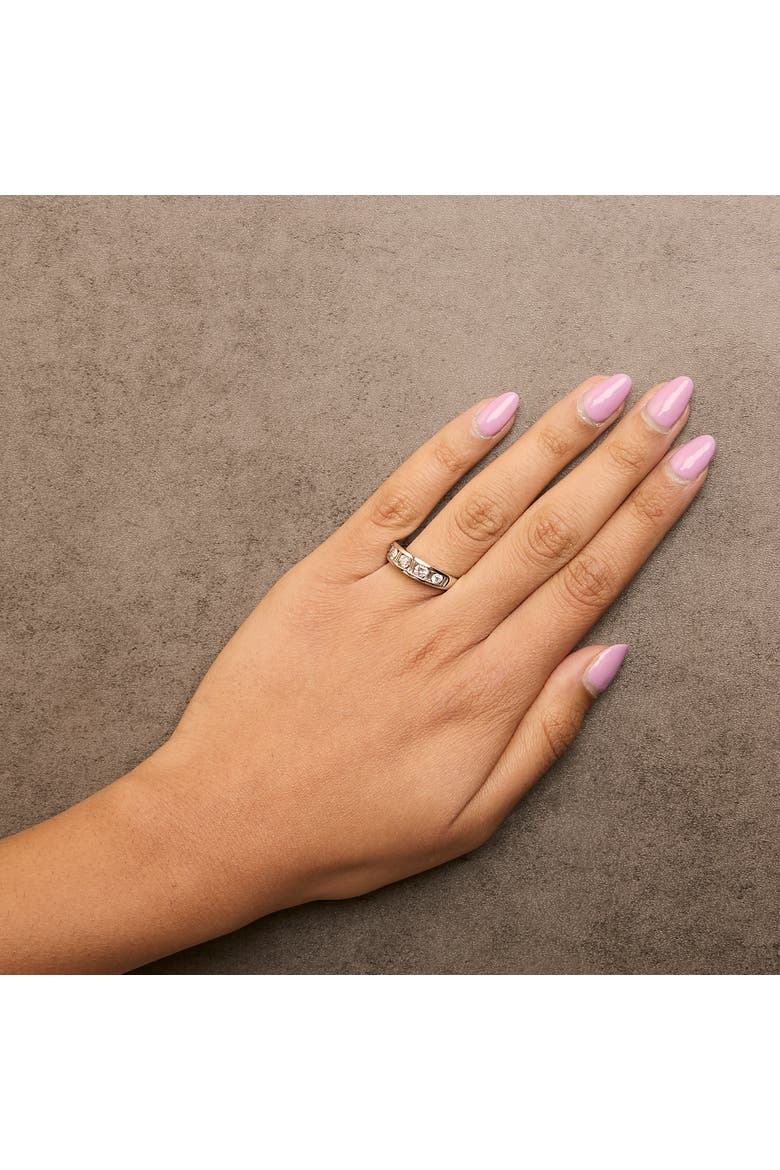 14K White Gold Alternating 1.0 Cttw Round and Baguette Diamond Channel Band Ring, Alternate, color, White Gold
