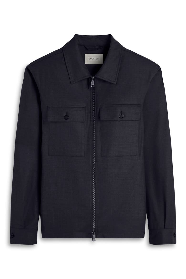 Stretch Wool Zip Shirt Jacket, Alternate, color, BLACK