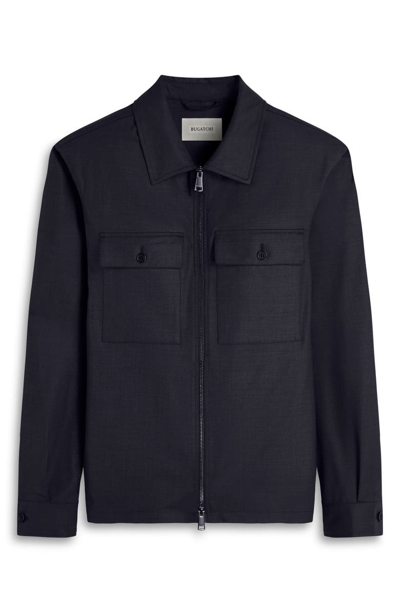 Bugatchi Stretch Wool Zip Shirt Jacket, Alternate, color, Black