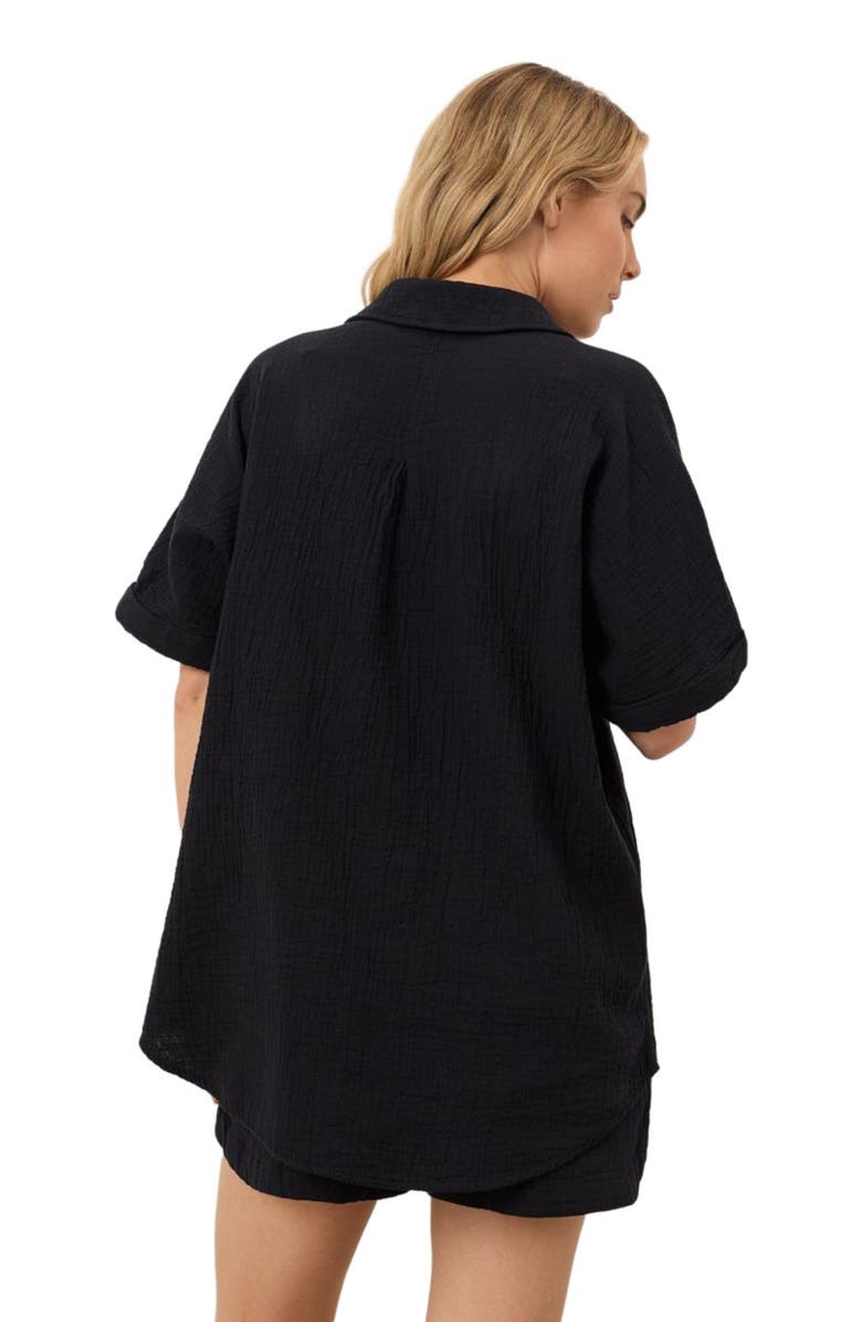Pact Organic Cotton Coastal Double Gauze Relaxed Shirt, Alternate, color, Jet Black