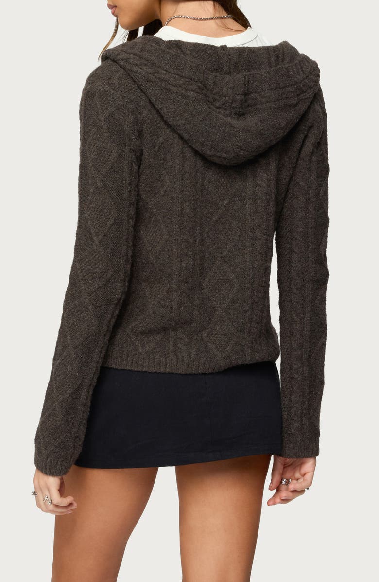 EDIKTED Jayla Cable Knit Hooded Cardigan, Alternate, color, 