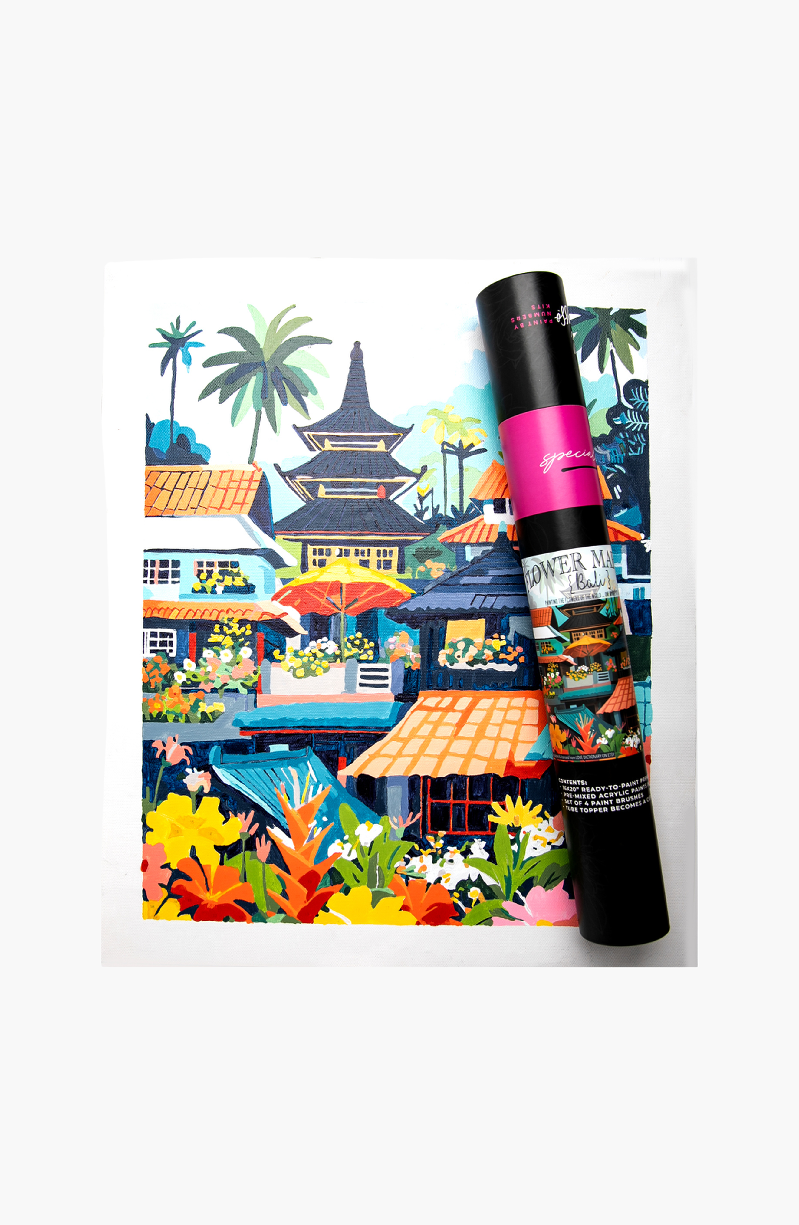 Pink Picasso Kits Bali Flower Market Paint by Numbers Kit in Multicolor 