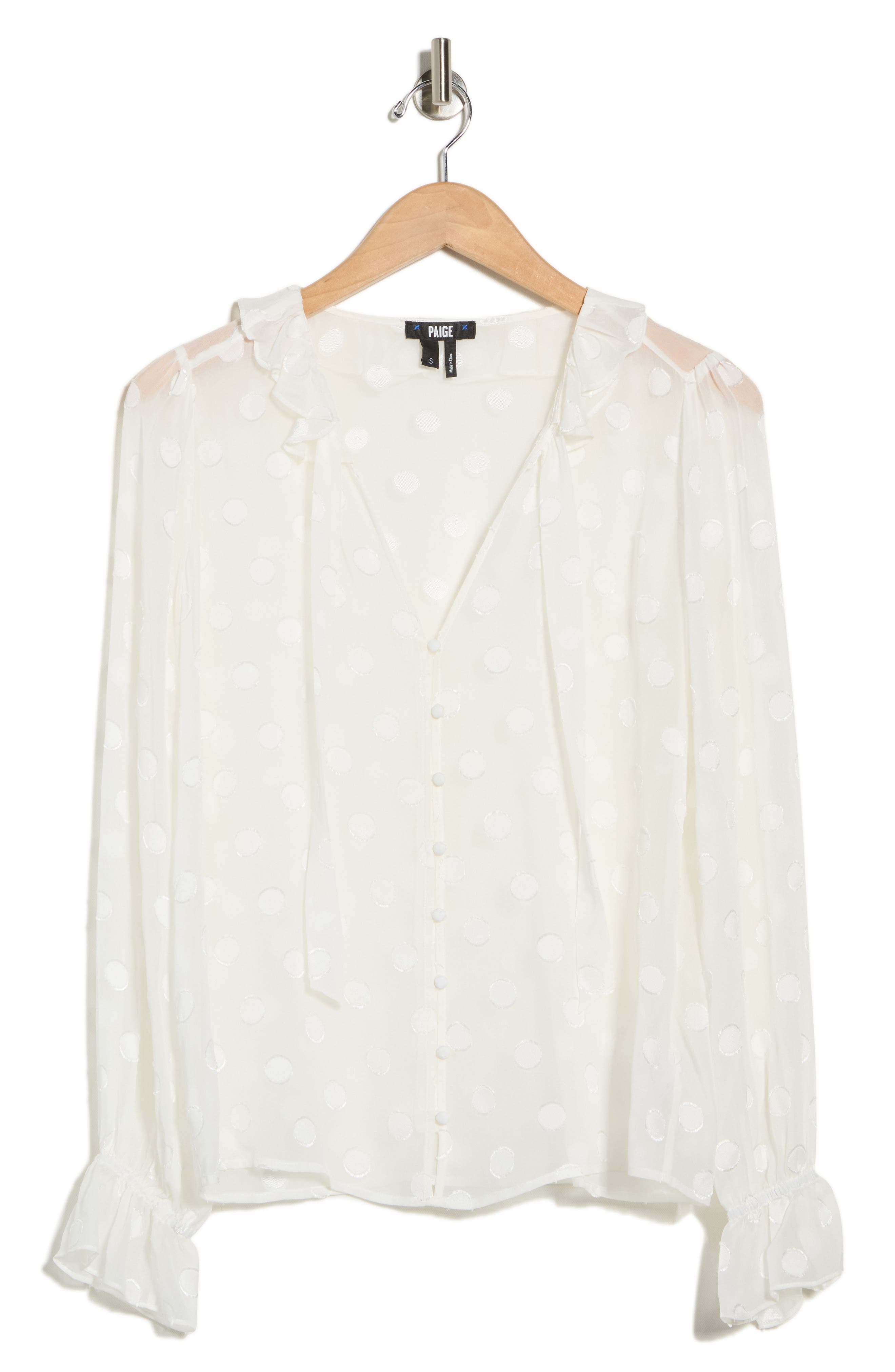 PAIGE Ingraham Clip Dot Silk Blend Chiffon Top