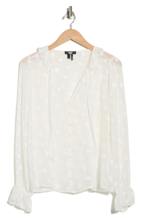 Ingraham Clip Dot Silk Blend Chiffon Top